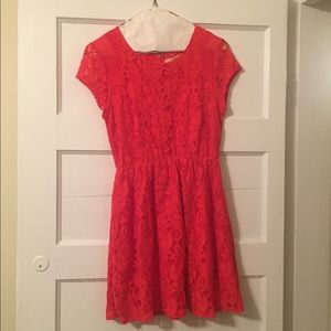 Red-orange lace dress